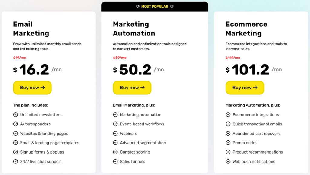 GetResponse vs ActiveCampaign: GetResponse pricing