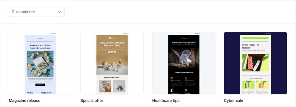 Mailerlite vs ActiveCampaign: Mailerlite templates