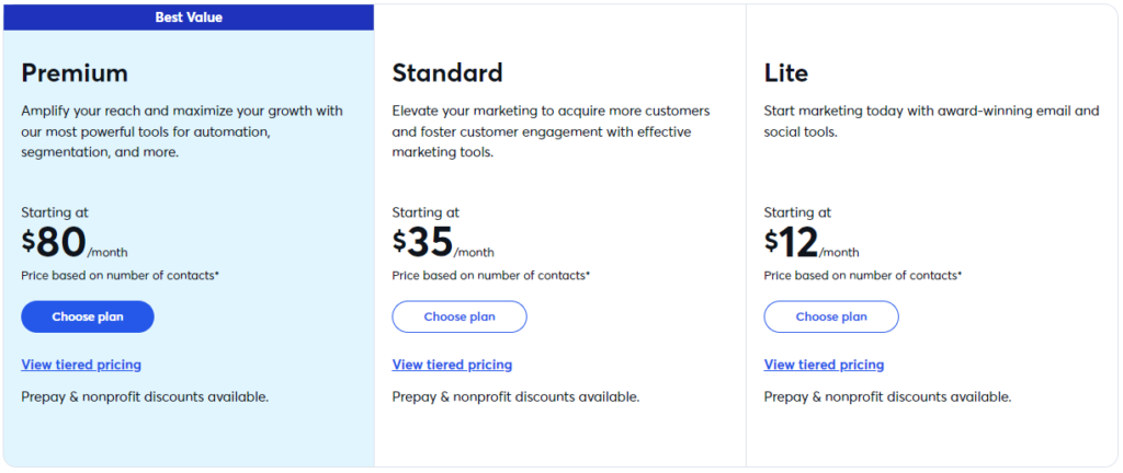 Constant Contact vs HubSpot: Constant Contact Pricing