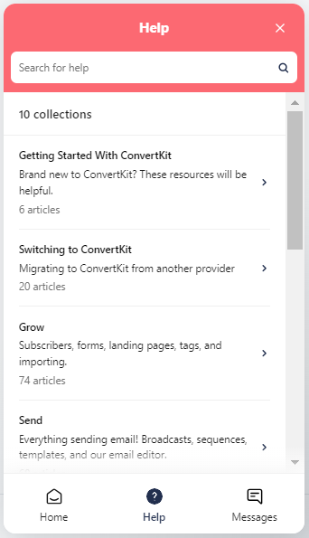 ConvertKit help chat