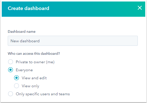 HubSpot dashboard